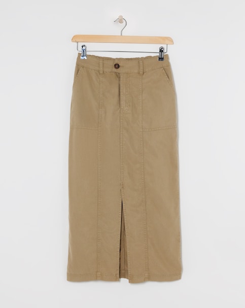Dark Stone Lyocell Rich Maxi Column Skirt