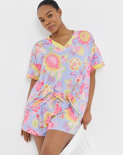 Figleaves V-Neck Pyjama Short Set Floral Print