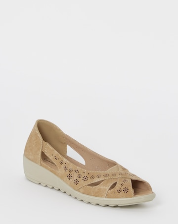 Cushion Walk Beige Cut-Out Peep Toe Sandals - Extra Wide Fit (EEE)