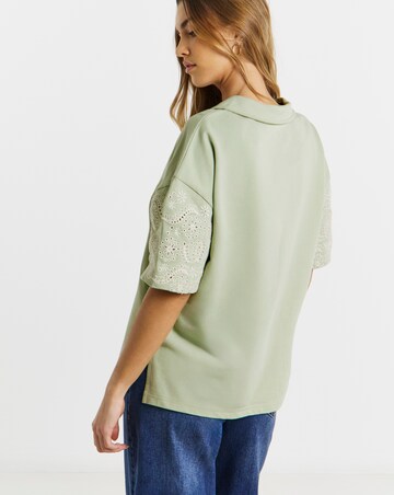Sage Cut Work Polo Sweatshirt