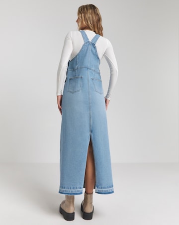 Simply Be Light Wash Dungaree Denim Maxi Dress