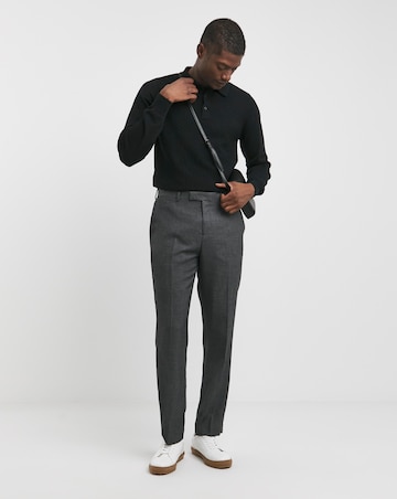 Black Textured Long Sleeve Polo