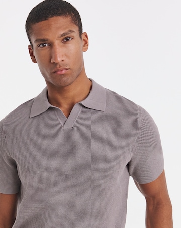 Open Neck Textured Polo