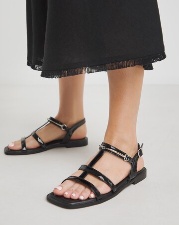 Dauphin Strappy Flat Sandals - Wide Fit (E)