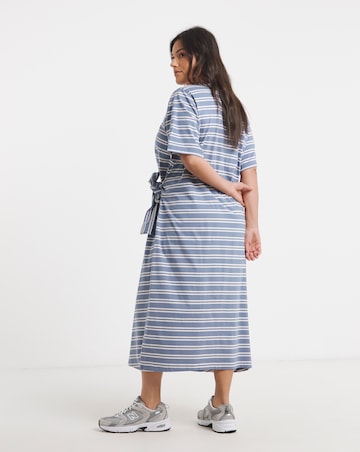 Stripe Jersey Midi With Side Tie