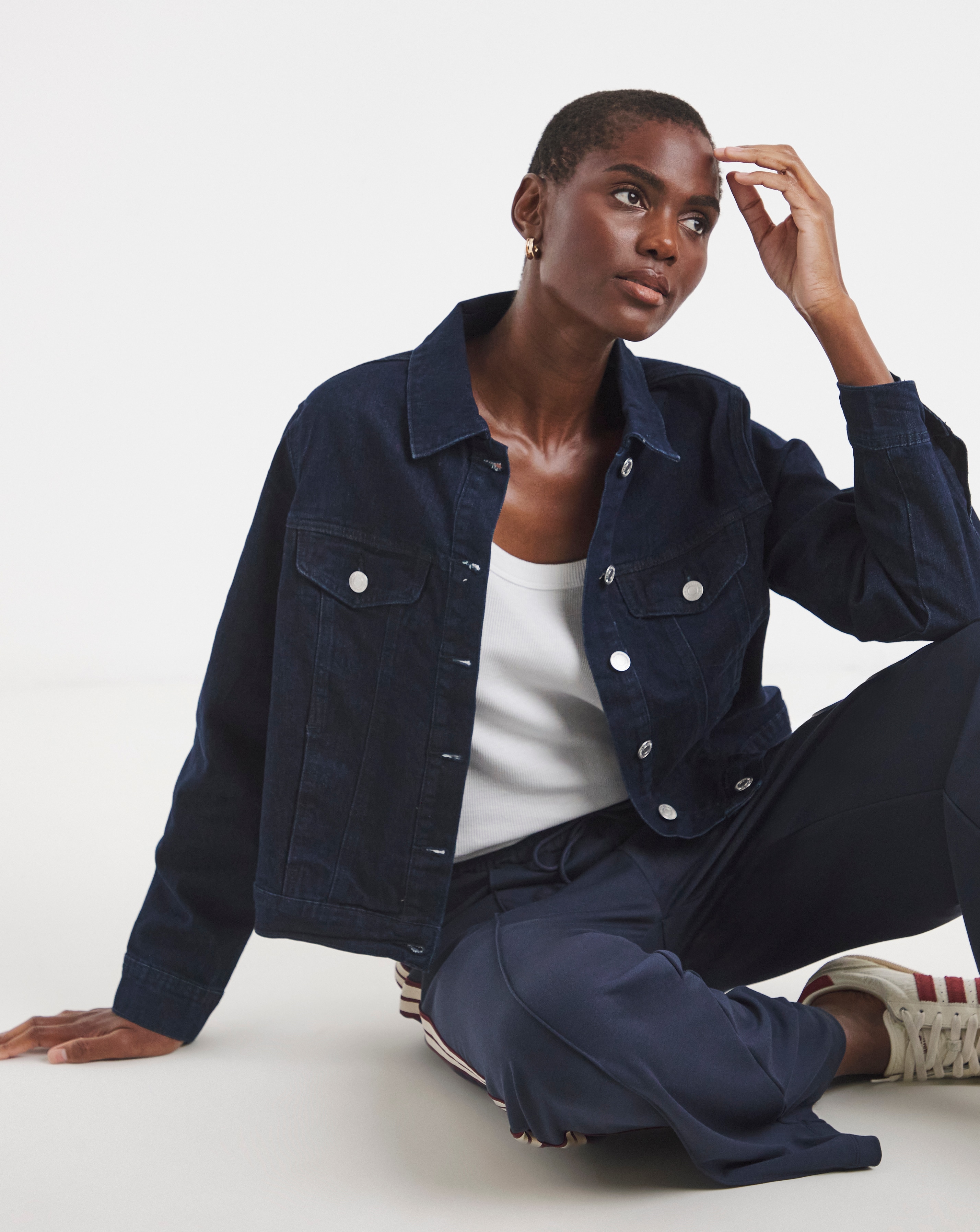Denim Blue Linen Utility Jacket | Fashion World