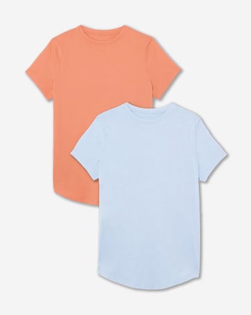 Peach and Blue 2 Pack Curved Hem Longline Tees