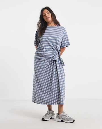 Stripe Jersey Midi With Side Tie
