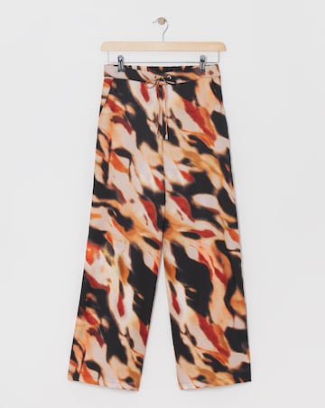 Printed Herringbone Wide Leg Trouser