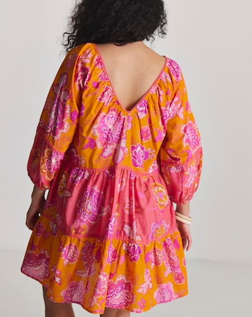 Figleaves Contrast Floral Tiered Mini Beach Dress