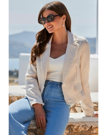 Sosandar Raw Edge Boucle Jacket