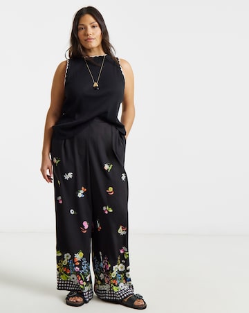 Simply Be Floral Fruit & Veg Print Wide Leg Trouser