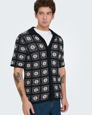 Only & Sons Bart Crochet Shirt - Navy