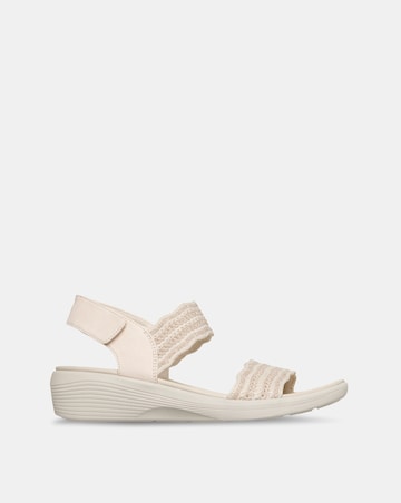 Skechers Arya Glitter Knit Sling Back White Sandals - Standard Fit (D)