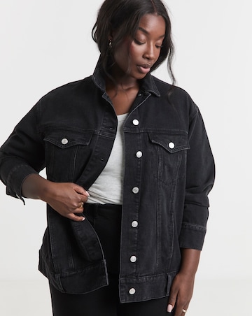 Black Oversized Denim Boyfriend Jacket