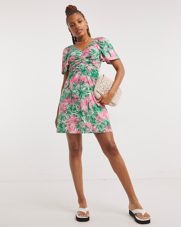 Simply Be Tropical Floral Print Twist Front Skater Dress