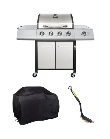 Charles Bentley 4 Burner Gas BBQ with Side Burner Bundle