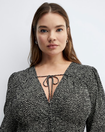 Mango Printed Bow Tie Dress