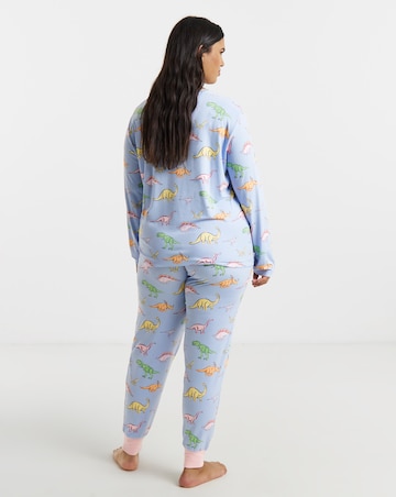 Chelsea Peers Classic Crew Neck Pyjama Set Dinosaur Print