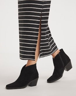 Alma Suede V Cut Western Ankle Boots - Wide Fit (E)