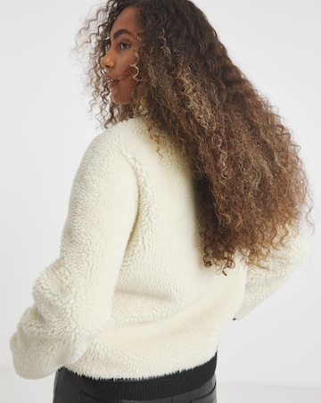 Cream Duffle Round Collar Borg Jacket