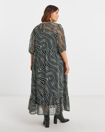 Simply Be Green Print Georgette Maxi Dress