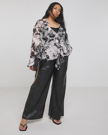 Joanna Hope Mesh Ruffle Blouse