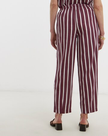 Plum Stripe Linen Mix Barrel Leg Trouser