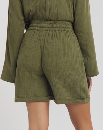 Simply Be Khaki Cheesecloth Shorts