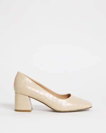 Block Heel Court Shoe - Wide Fit (E)