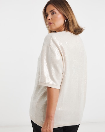 Cream Soft Touch Sequin Top