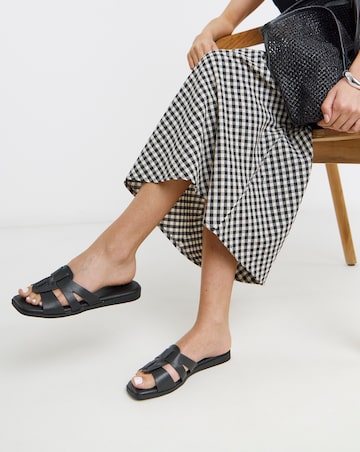 Carla Woven Flat Mule Sandals - Wide Fit (E)