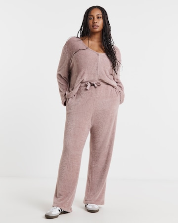 Mocha Fluffy Wide Leg Jogger
