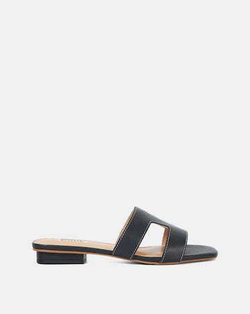 Dune Loupe Black Leather Sandals - Wide Fit (E)