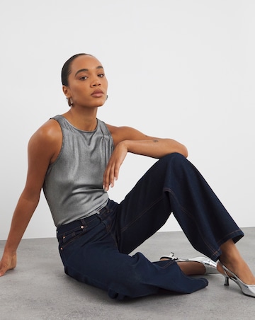 Indigo Contrast Stitch Wide Leg Jeans
