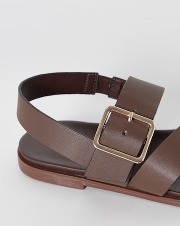 Britney Slingback Asymmetric Flat Sandals - Wide Fit (E)