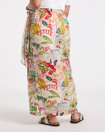 Simply Be Postcard Print Linen Wrap Skirt