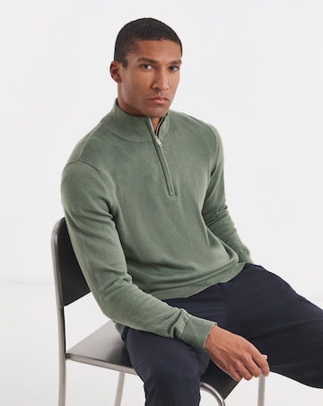 Cotton 1/4 Zip Funnel Knit Top