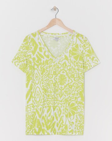 Lime Print Short Sleeve Bubble Hem Top