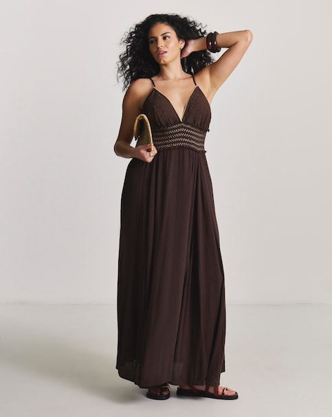 Lace and Gold Detail Maxi Beach Dress