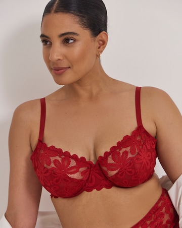 Pretty Secrets (2 Pack) Daisy Lace Full Cup Bras (B-G) Red/Pink