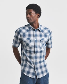 Wrangler Western Check Shirt - Blue/White
