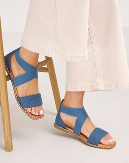 Simply Be Jade Stretch Cross Flat Sandals - Wide Fit (E)