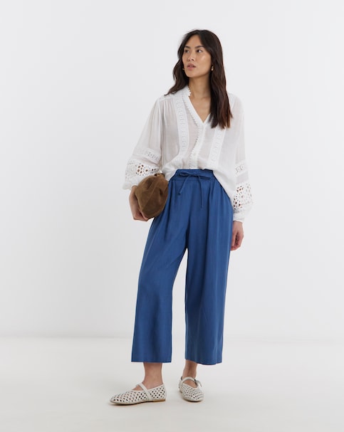 Linen Mix Wide Leg Culotte