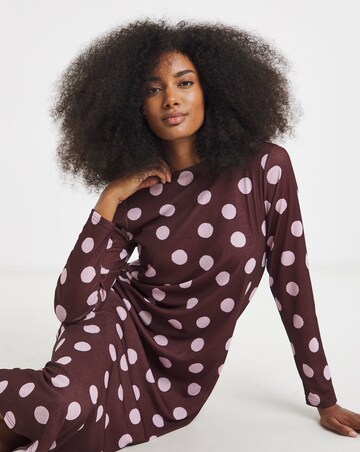 Burgundy And Pink Spot Print Mesh Midi Dress
