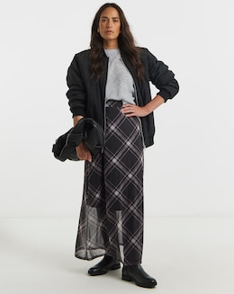 Check Print Mesh Skirt