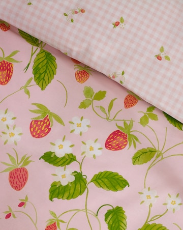 Catherine Lansfield Strawberry Frills Duvet Cover Set with Gingham Reverse