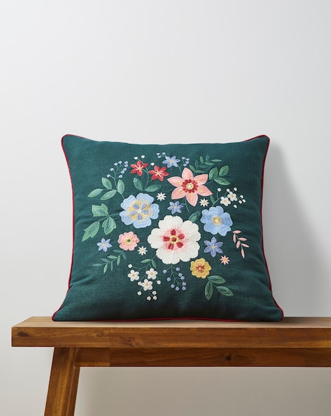 Bella Embroidered Floral Cushion