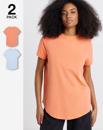 Peach and Blue 2 Pack Curved Hem Longline Tees