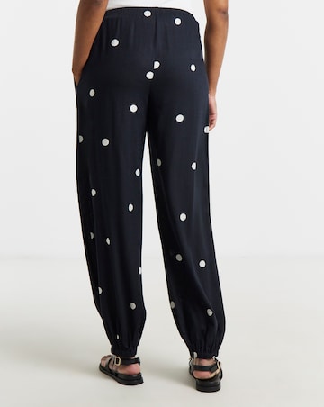 Spot Print Tie Hem Linen Trouser